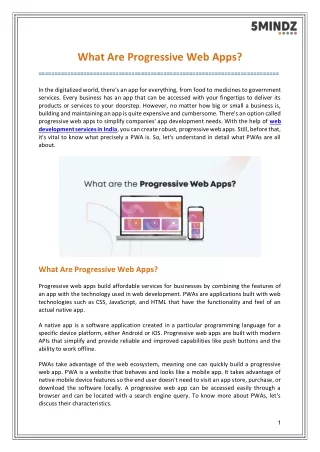 What Are Progressive Web Apps