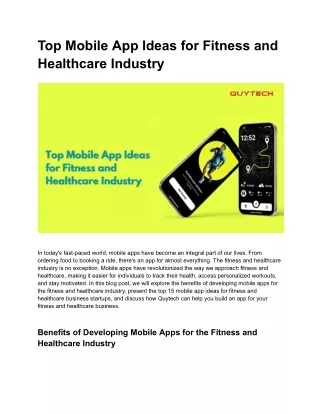 Top Mobile App Ideas for Fitness and Healthcare Industry