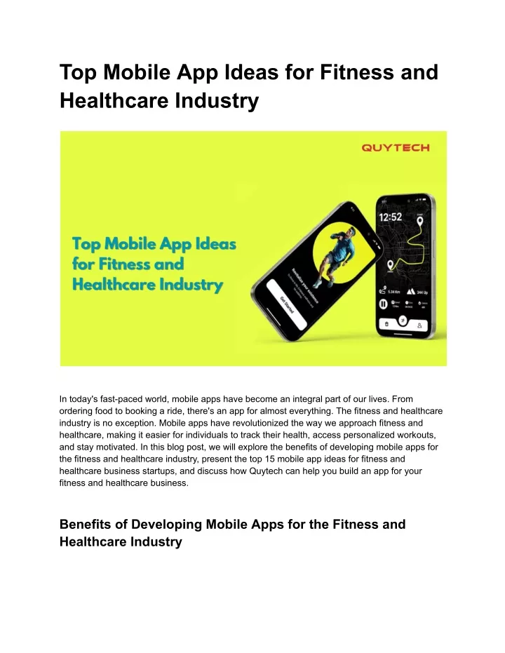 top mobile app ideas for fitness and healthcare