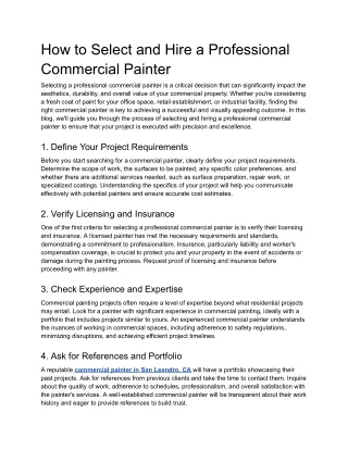 How to Select and Hire a Professional Commercial Painter