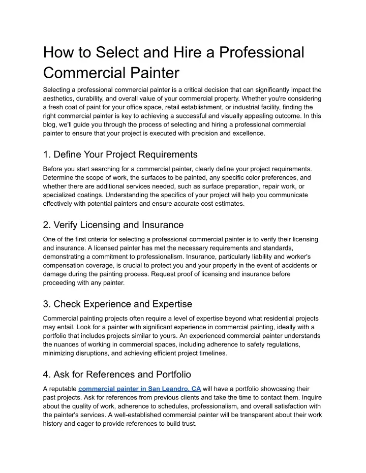 how to select and hire a professional commercial