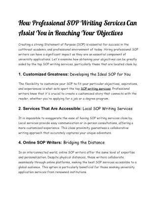 How Professional SOP Writing Services Can Assist You in Reaching Your Objectives