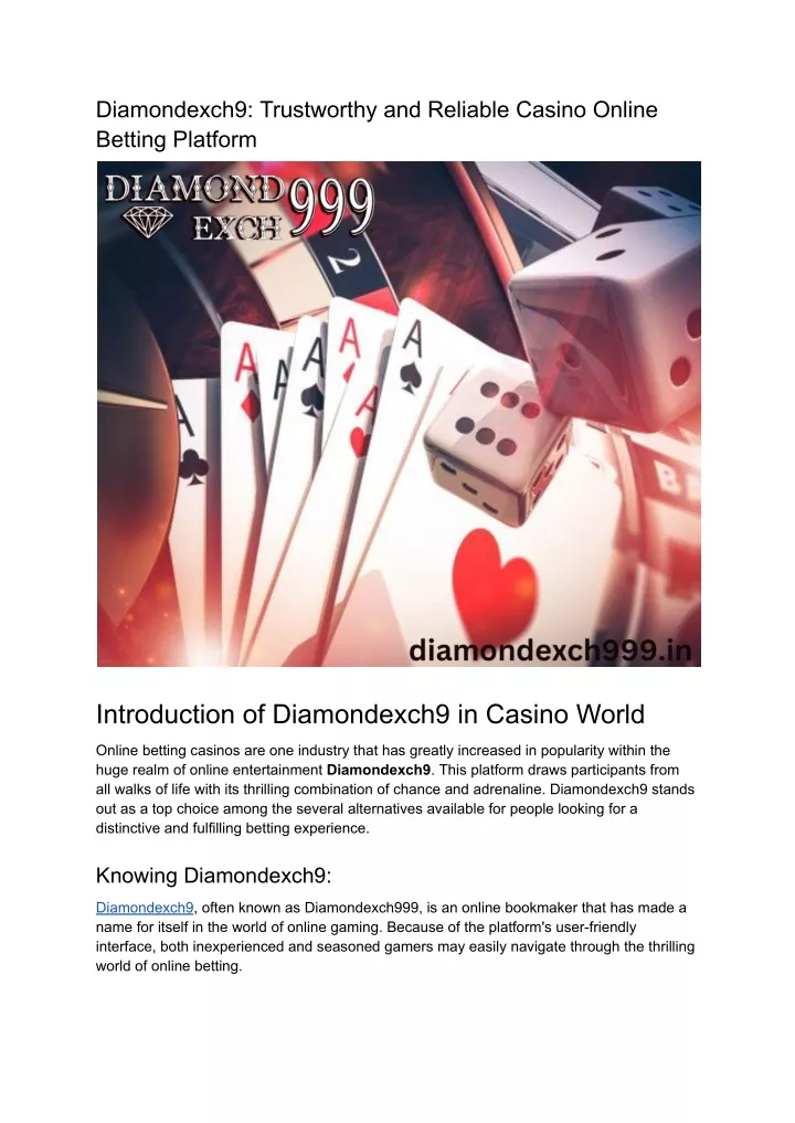 diamondexch9 trustworthy and reliable casino