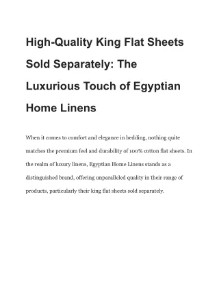 High-Quality King Flat Sheets Sold Separately_ The Luxurious Touch of Egyptian Home Linens