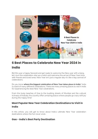 6 Best Places to Celebrate New Year 2024 in India