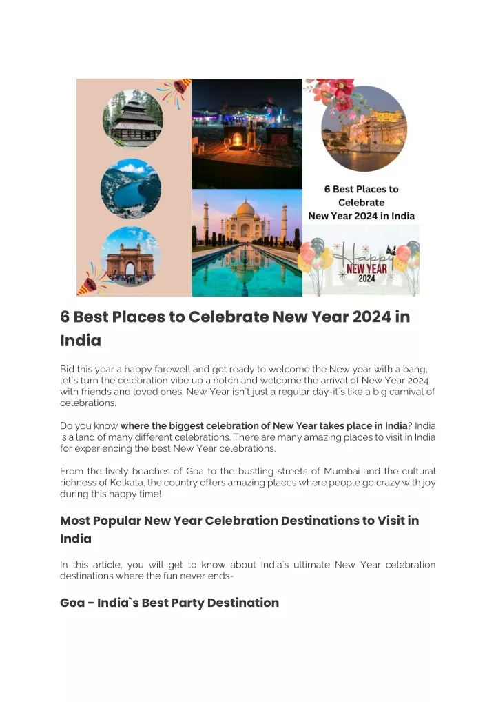 6 best places to celebrate new year 2024 in india