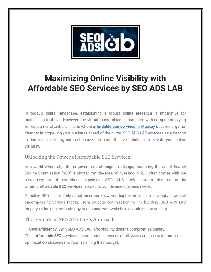 maximizing online visibility with affordable