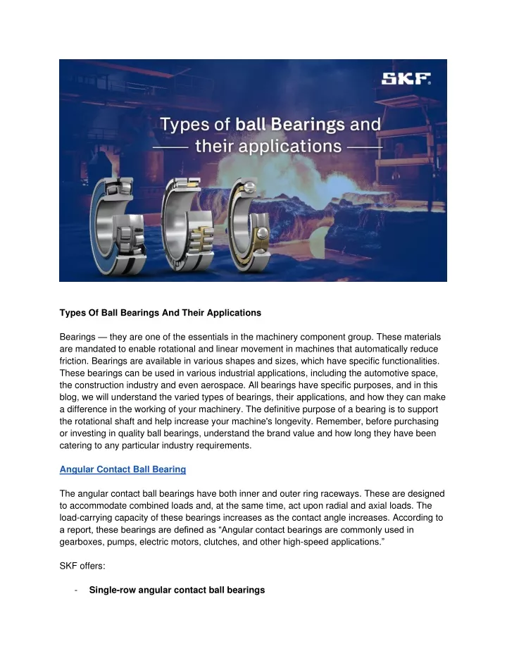 types of ball bearings and their applications
