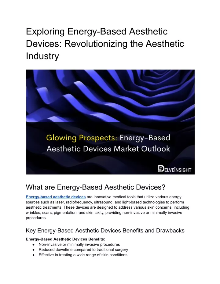 exploring energy based aesthetic devices