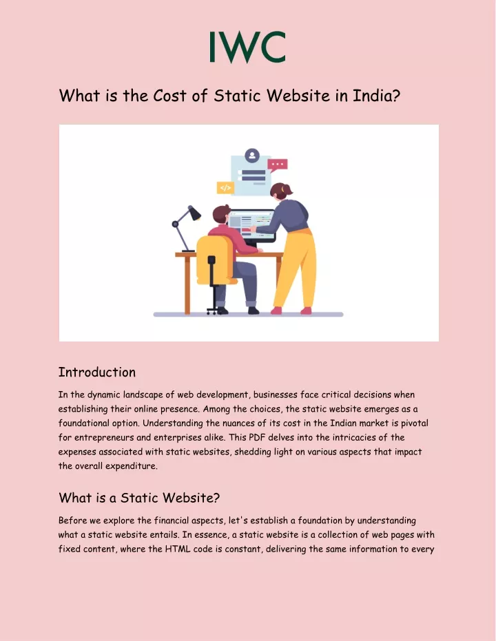 what is the cost of static website in india