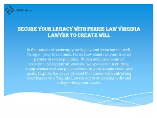 Secure Your Legacy with Ferris Law Virginia Lawyer