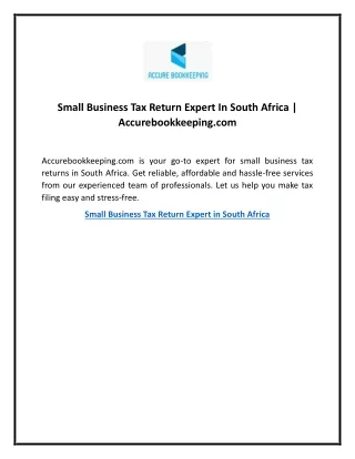 Small Business Tax Return Expert In South Africa | Accurebookkeeping.com