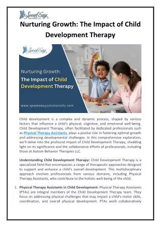 Nurturing Growth The Impact of Child Development Therapy