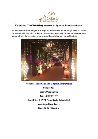 Describe The Wedding sound & light in Ranthambore.