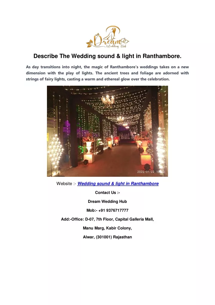 describe the wedding sound light in ranthambore