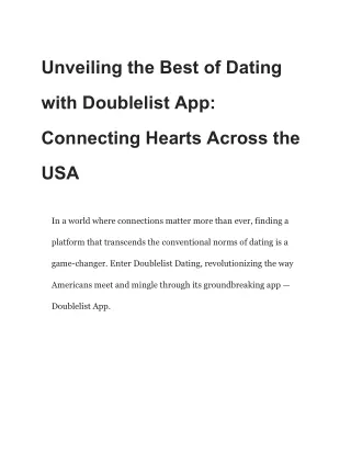 Unveiling the Best of Dating with Doublelist App_ Connecting Hearts Across the USA