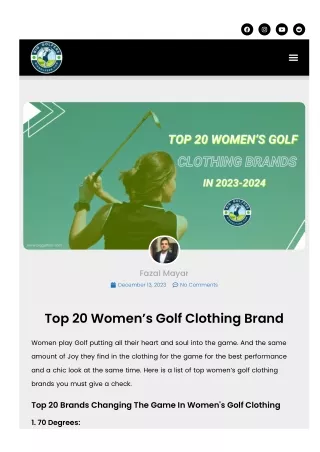 Top 20 Women’s Golf Clothing Brand