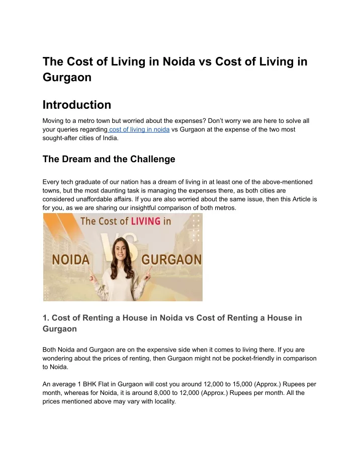 the cost of living in noida vs cost of living