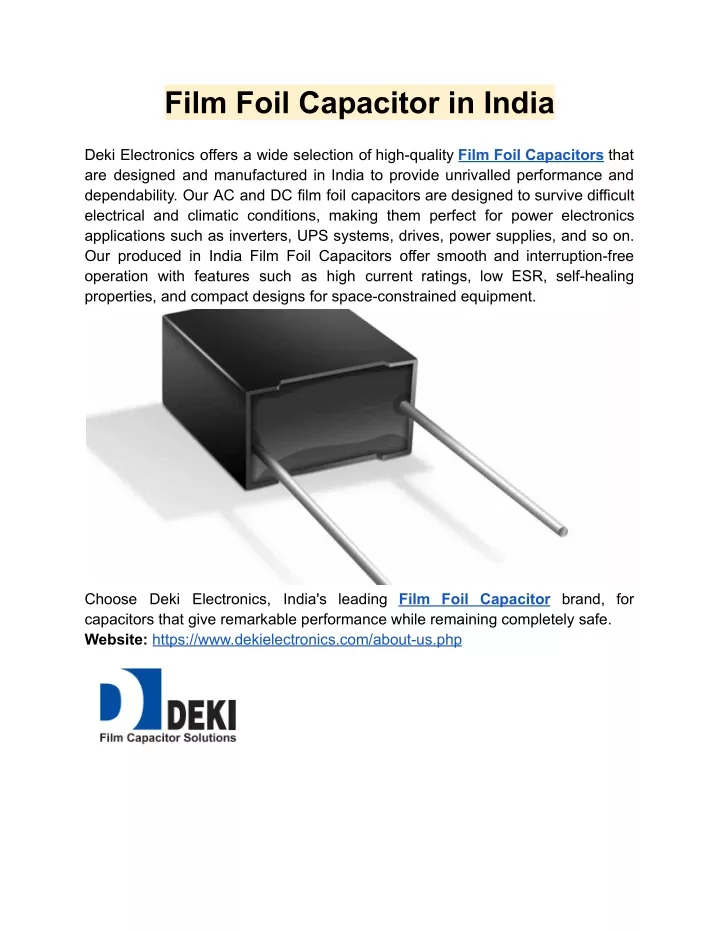 film foil capacitor in india