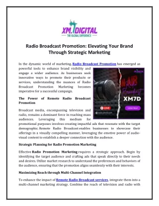 Radio Broadcast Promotion: Elevating Your Brand Through Strategic Marketing