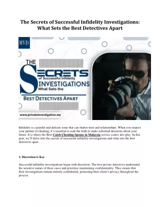 The Secrets of Successful Infidelity Investigations What Sets the Best Detectives Apart