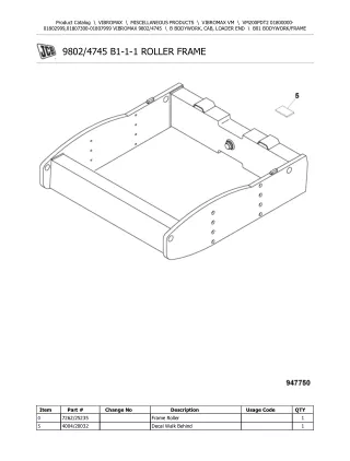 JCB VM200PD T2 VIBROMAX Parts Catalogue Manual (Serial Number 01807300-01807999)