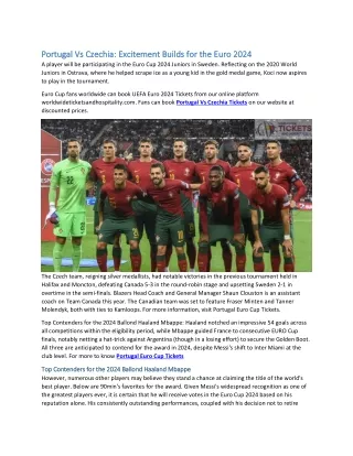 Portugal Vs Czechia: Excitement Builds for the Euro 2024