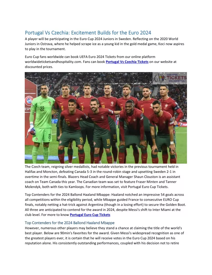 PPT - Portugal Vs Czechia: Excitement Builds for the Euro 2024