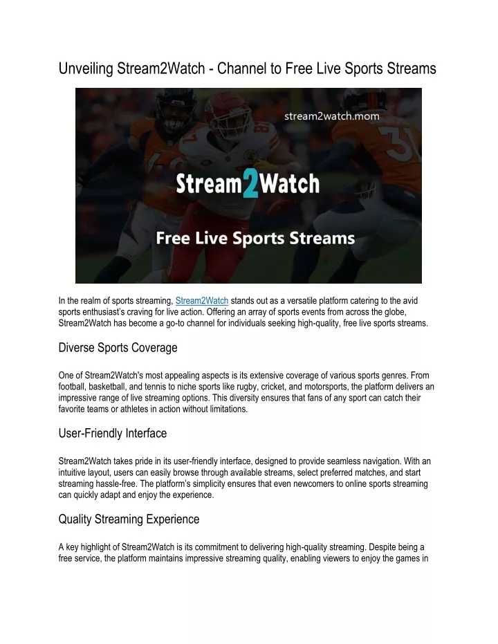 unveiling stream2watch channel to free live