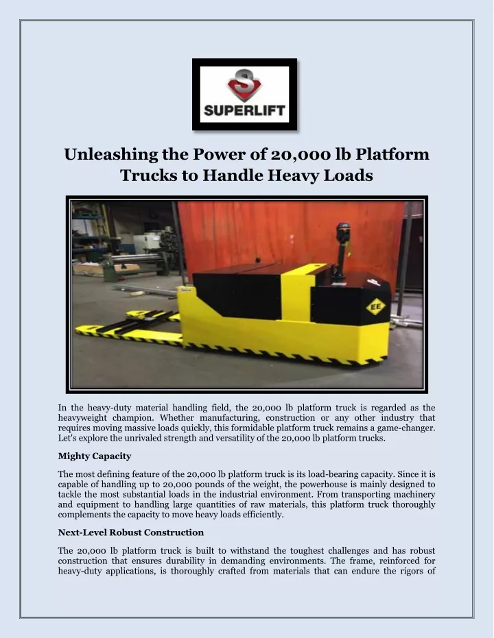 unleashing the power of 20 000 lb platform trucks