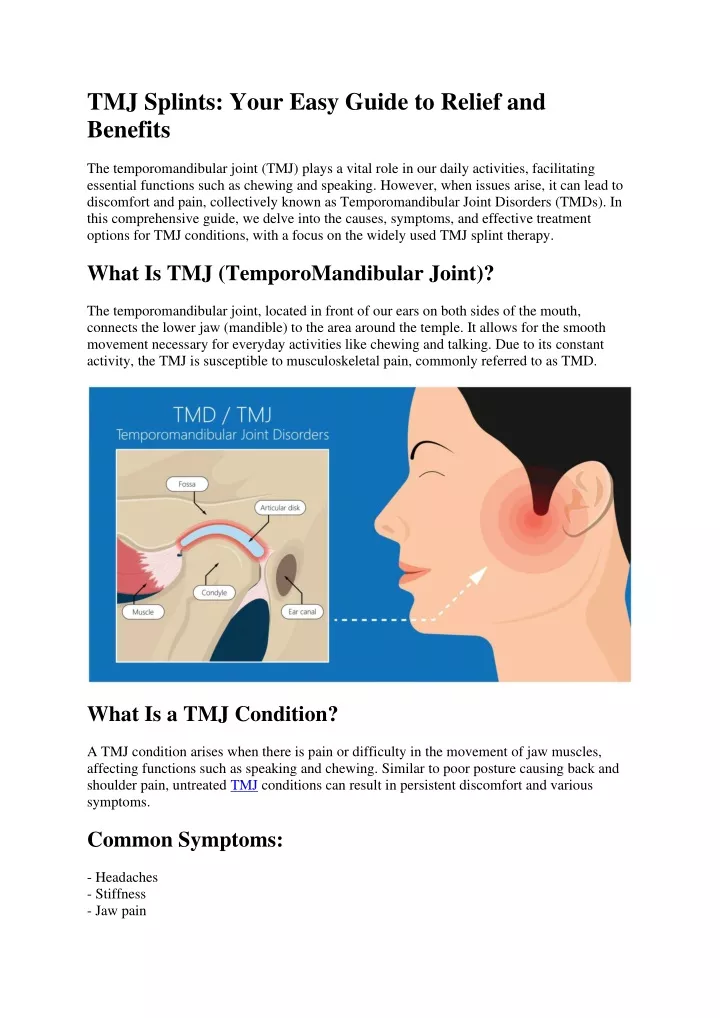 tmj splints your easy guide to relief and benefits