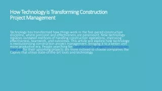 how technology is transforming construction project management