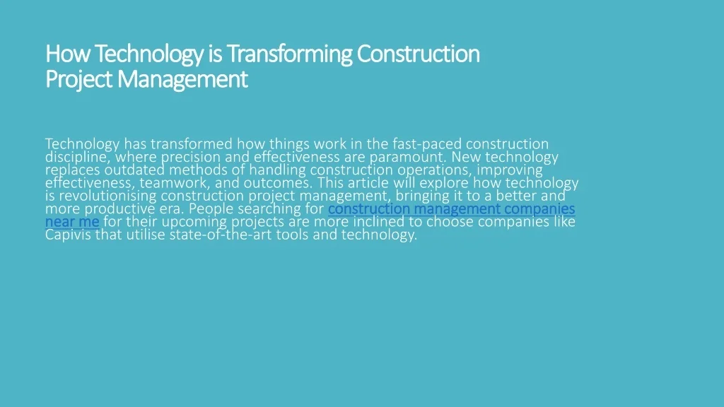 Project Technology Discription PPT - How Technology is Transforming Construction Project Management ...