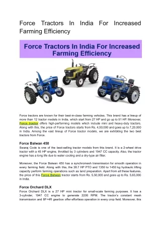 force farming efficiency