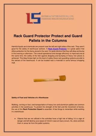 Rack Guard Protector Protect and Guard Pallets in the Columns