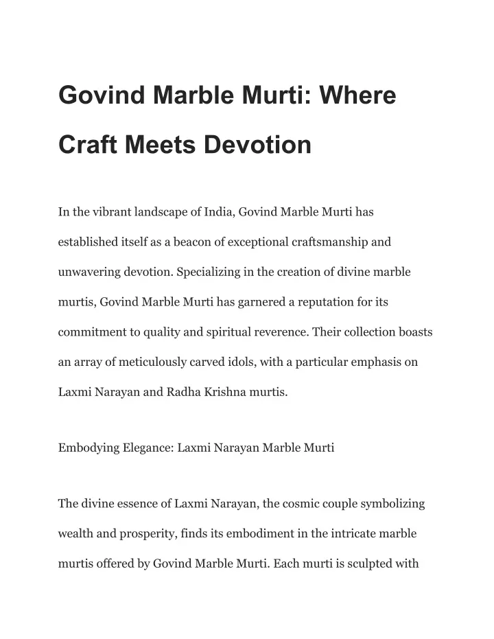 govind marble murti where