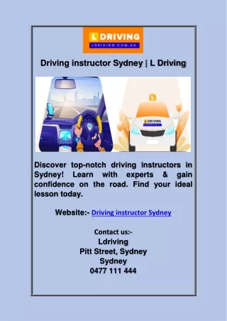 Driving instructor Sydney | L Driving