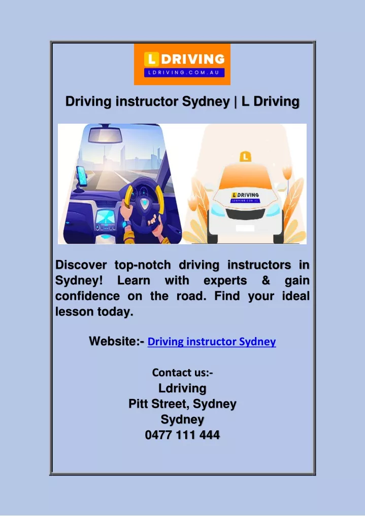 driving instructor sydney l driving