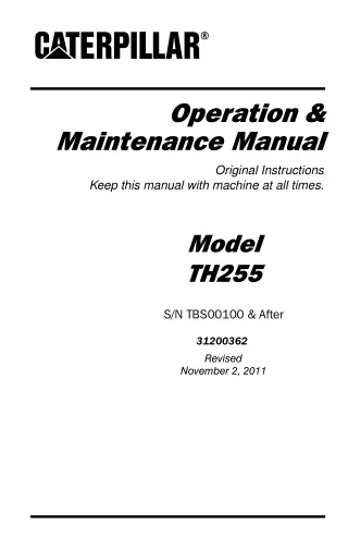 Caterpillar Cat TH255 Telehandler Operation and Maintenance manual