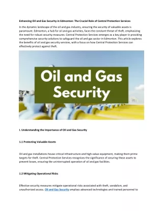 Enhancing Oil and Gas Security in Edmonton