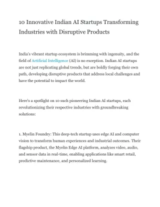 10 Innovative Indian AI Startups with Disruptive Products.