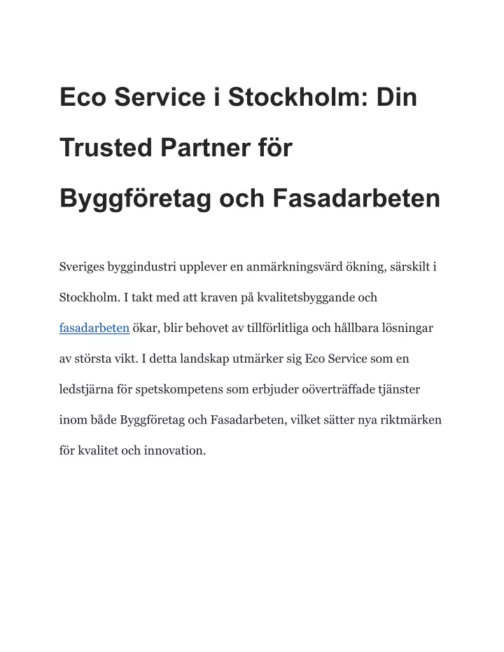 eco service i stockholm din