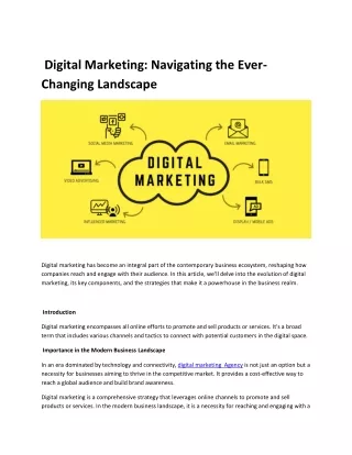 Digital Marketing Navigating the Ever-Changing Landscape