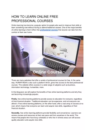 HOW TO LEARN ONLINE FREE PROFESSIONAL COURSES