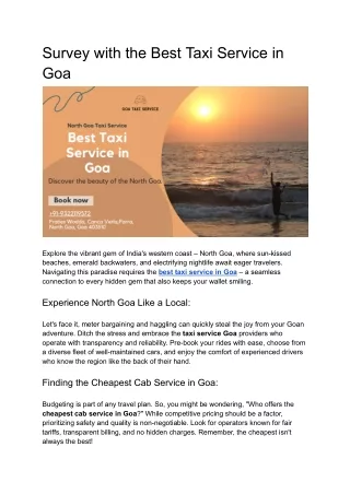 survey with the best taxi service in goa