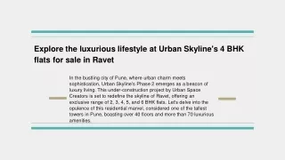 4BHK Flats for Sale in Ravet at Urban Skyline Phase 2