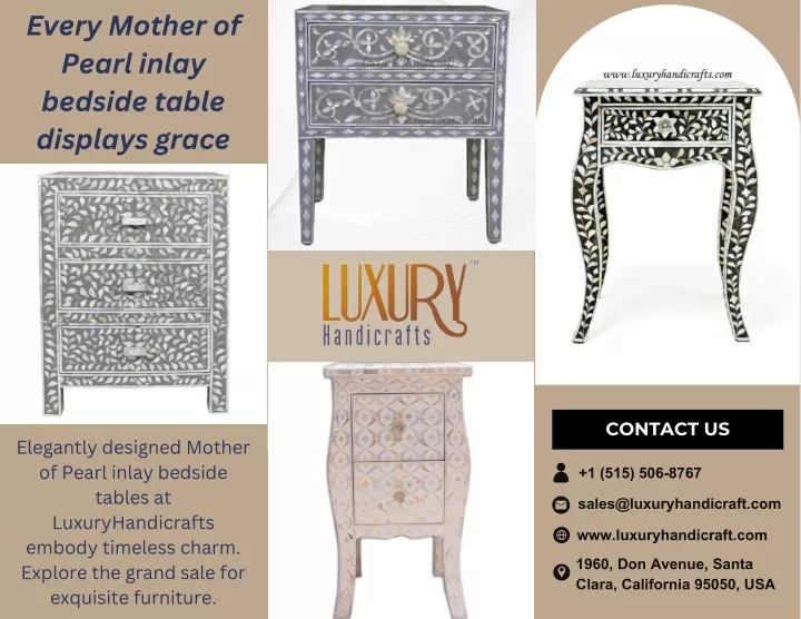every mother of pearl inlay bedside table