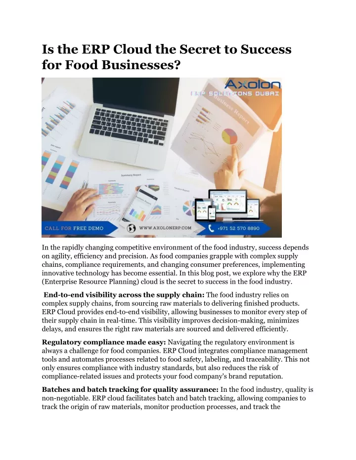 is the erp cloud the secret to success for food