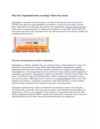 why does tapentadol make you sleepy know