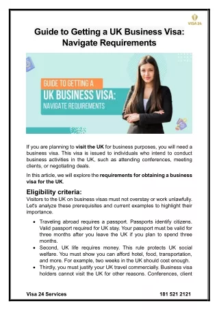 Guide to Getting a UK Business Visa Navigate Requirements